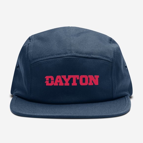 NEW Dayton Flyers Wordmark 5 Panel Camper Strapback Hat NAVY - Picture 1 of 5